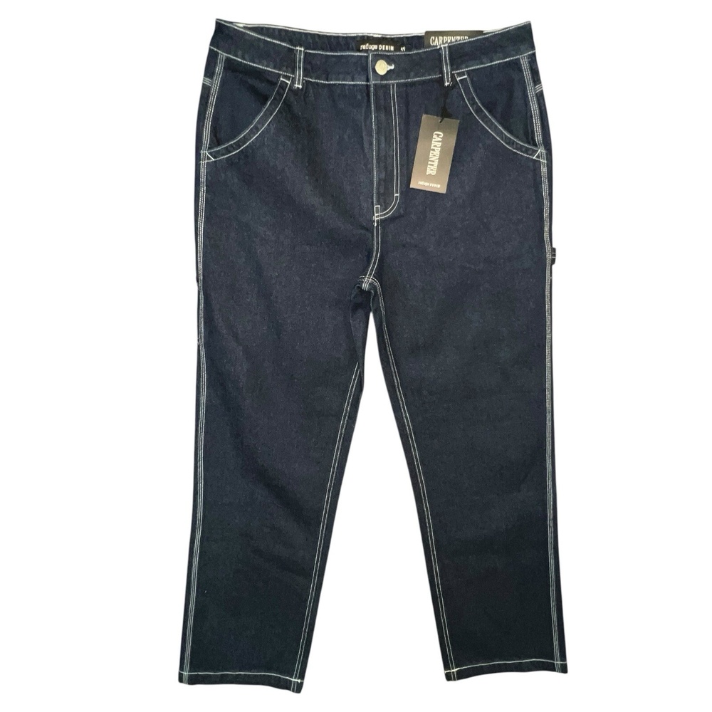 Refuge Denim Carpenter Blue Jeans Size 11 High Rise Wide Leg Utility Workwear - Picture 2 of 14